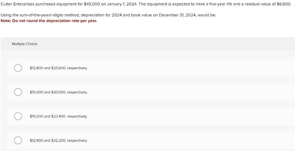Solved Cutter Enterprises purchased equipment for 45,000 on