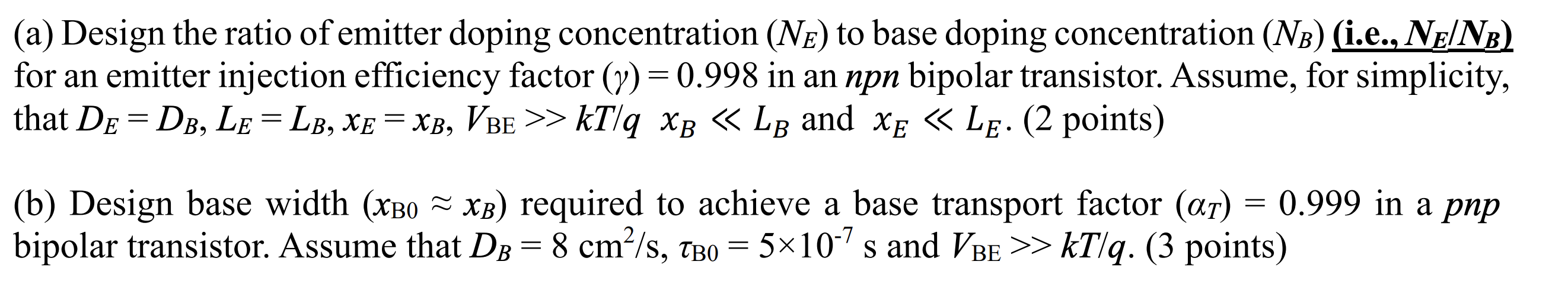 Solved (a) Design the ratio of emitter doping concentration | Chegg.com