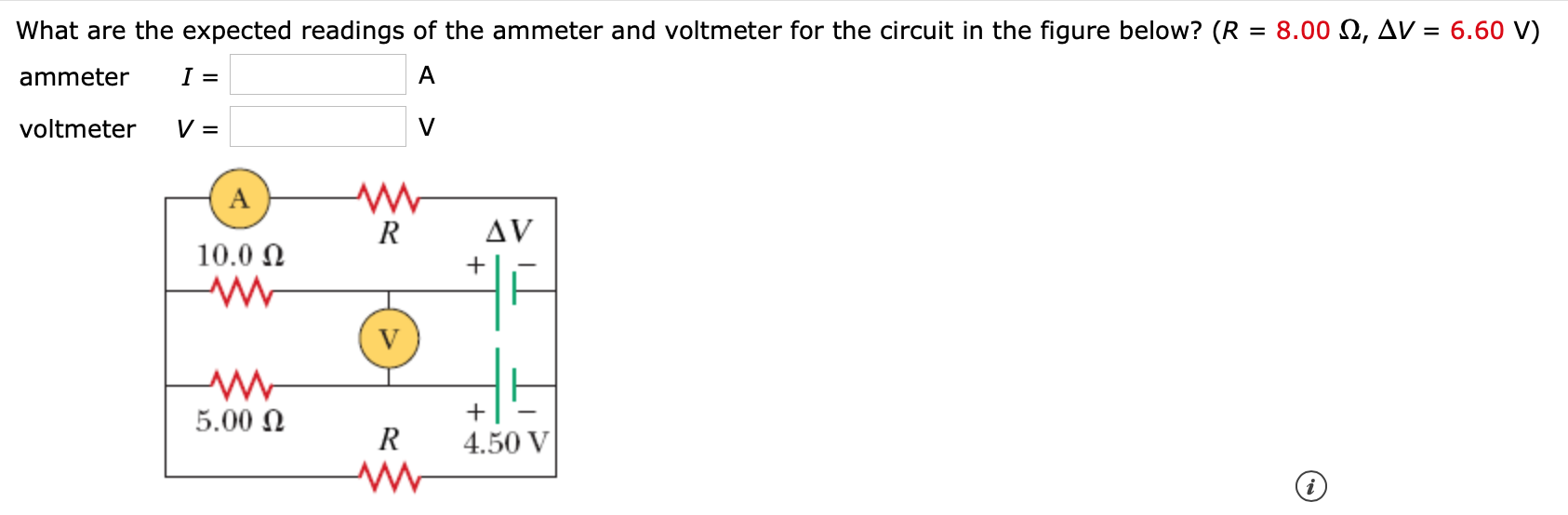 Solved What are the expected readings of the ammeter and | Chegg.com