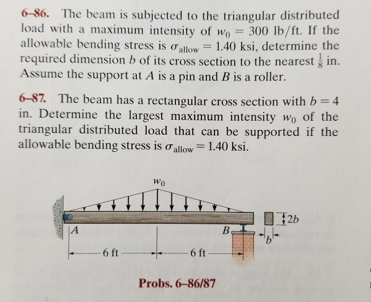 solved-6-86-the-beam-is-subjected-to-the-triangular-chegg