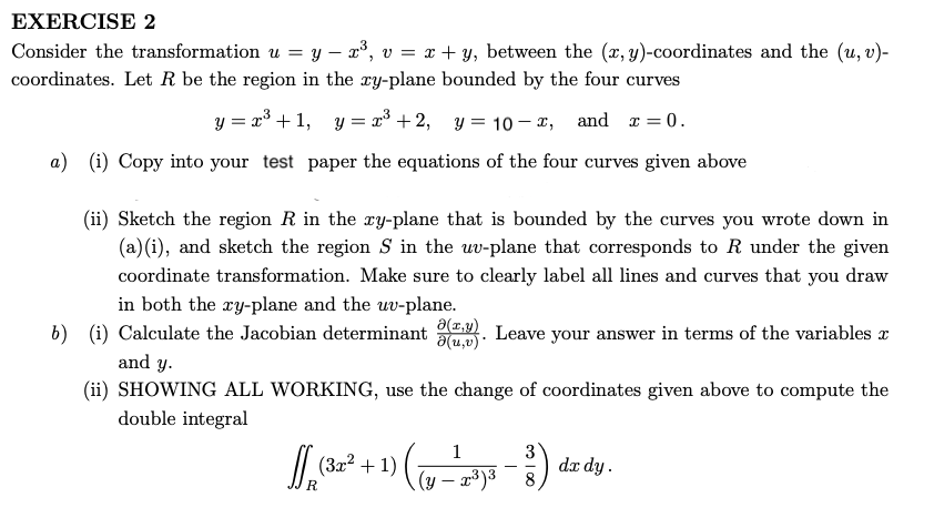 Solved EXERCISE 2 Consider the transformation u = y -2°, v = | Chegg.com