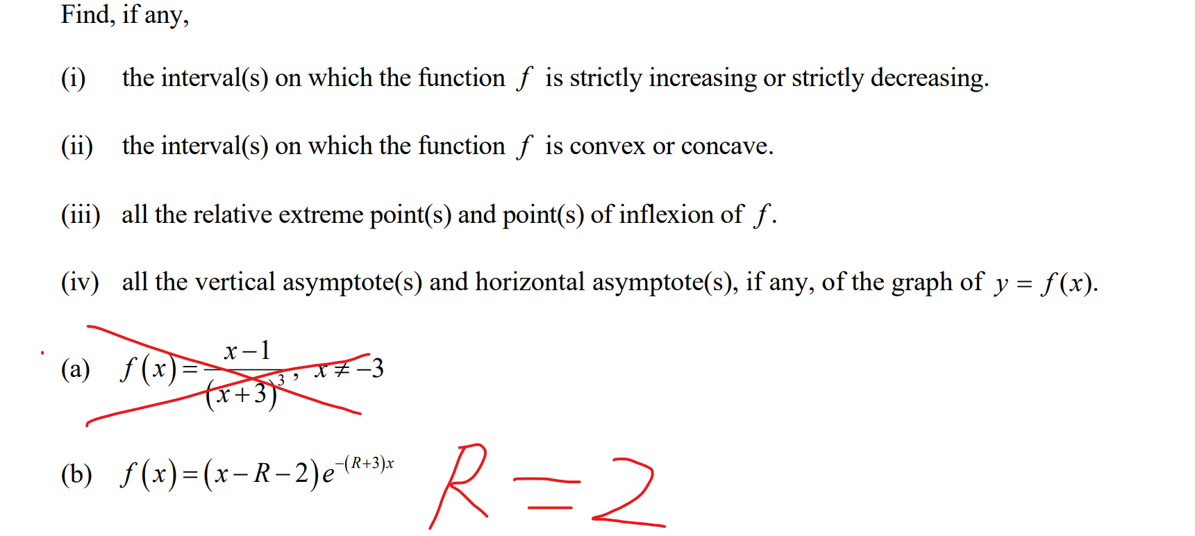 Find, if any, (i) the interval(s) on which the | Chegg.com