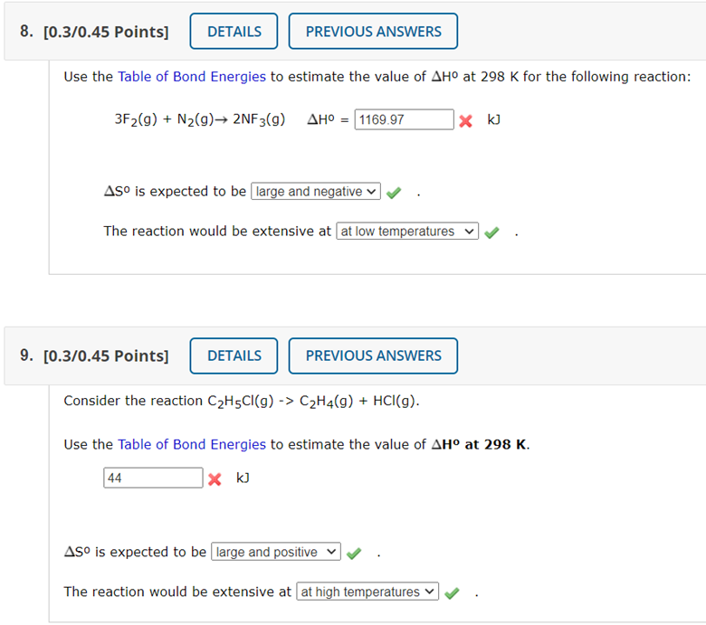 Solved Use The Table Of Bond Energies To Estimate The