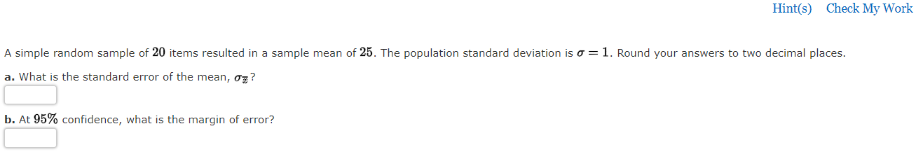 Solved A simple random sample of 20 items resulted in a | Chegg.com