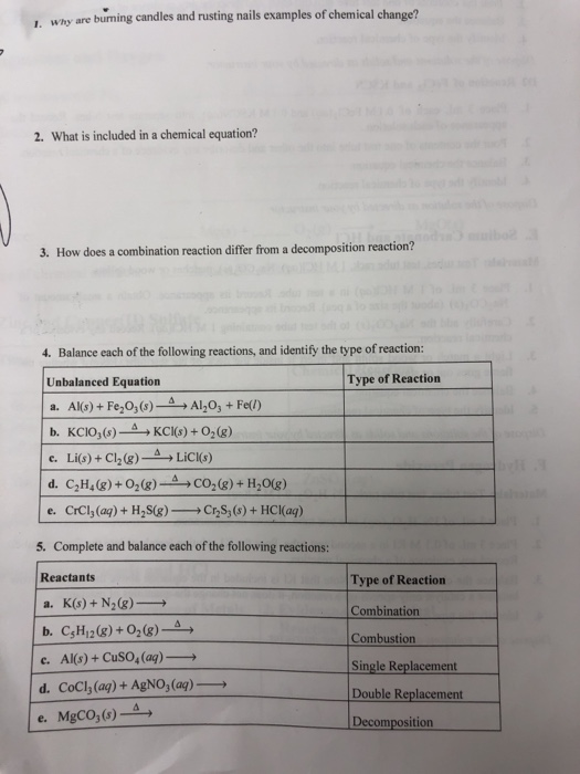 Solved are burning candles and rusting nails examples of