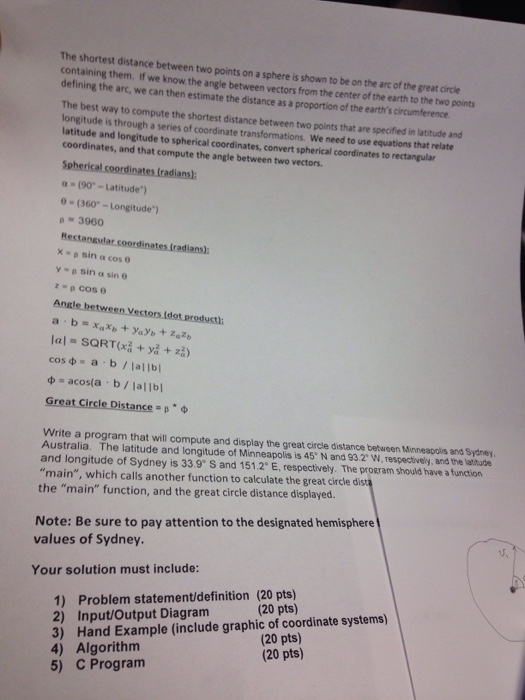 solved-the-shortest-distance-between-two-points-on-a-sphere-chegg
