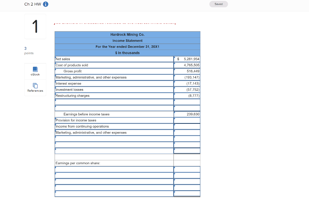 Solved Ch 2 HW Saved 1 Presented Below Is A Combined | Chegg.com ...