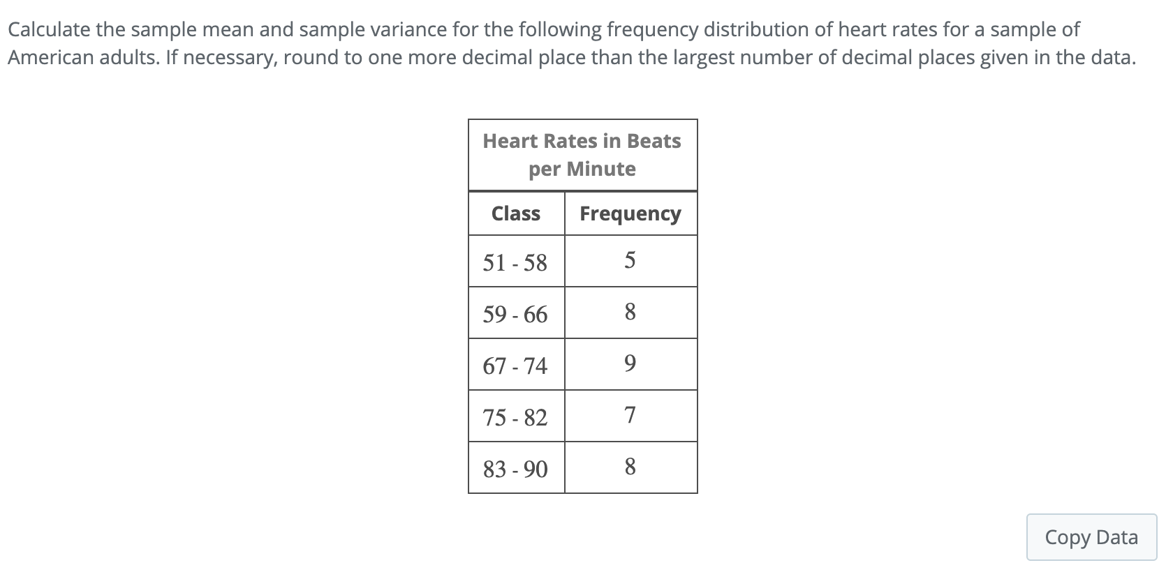 Solved Calculate the sample mean and sample variance for the | Chegg.com
