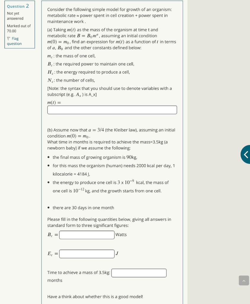 Consider the following simple model for growth of an | Chegg.com