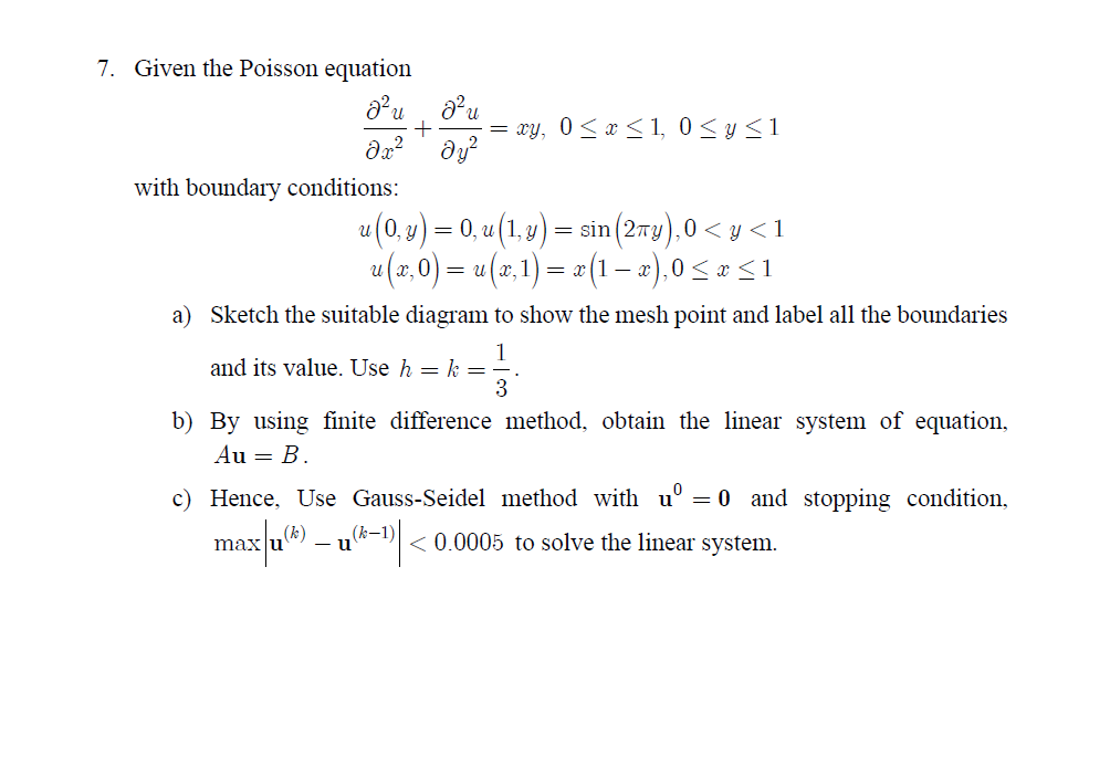 Solved 7. Given the Poisson equation | Chegg.com