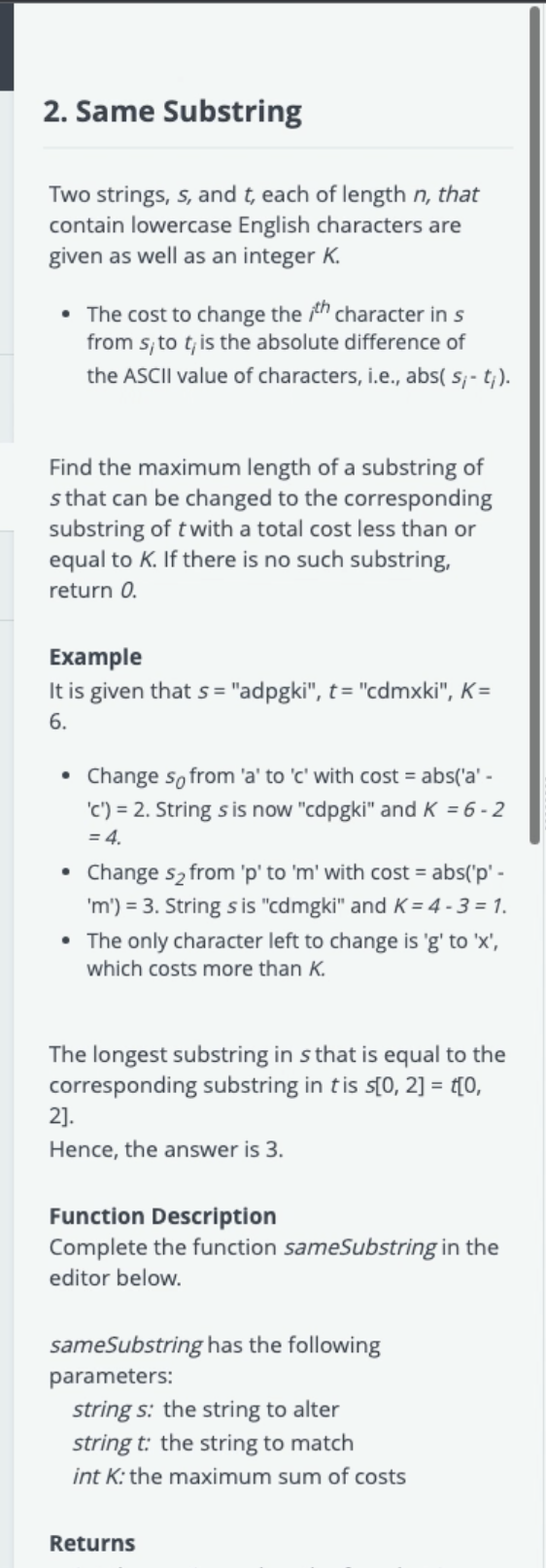 Solved Same String hacker rank in JAVAscript : | Chegg.com