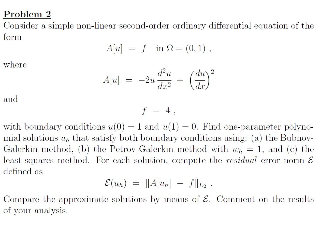 Problem 2 Consider A Simple Non Linear Second Order