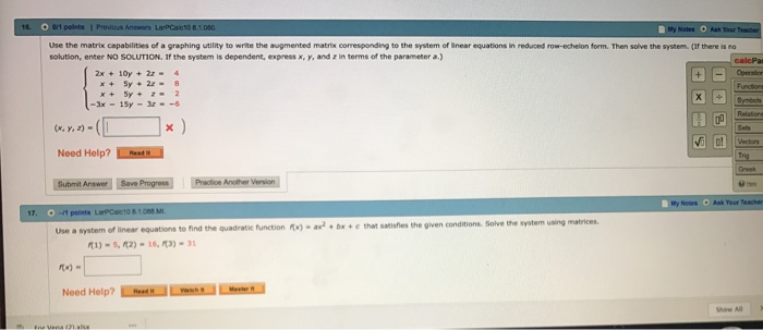 Solved Use the matrix capabilities of a graphing utility to | Chegg.com