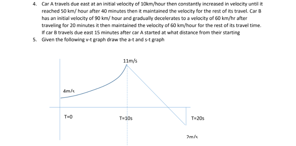 Solved 4 Car A Travels Due East At An Initial Velocity Of Chegg Com
