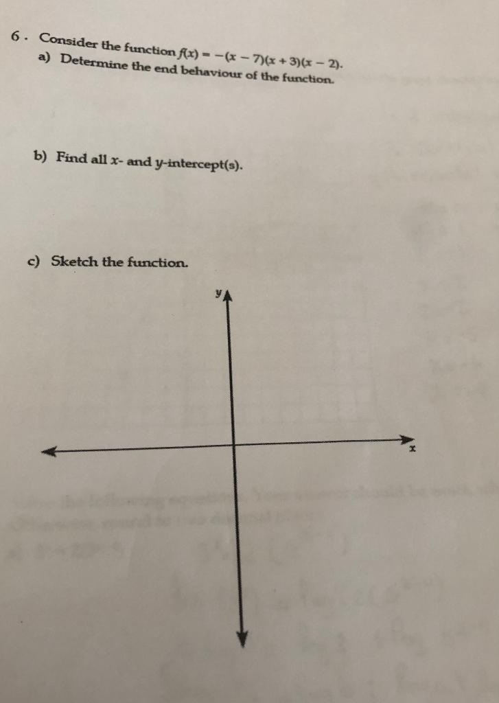 Solved 6. Consider the function f(x) = -(x - 7)(x + 3)(x - | Chegg.com