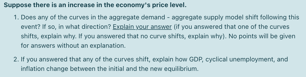 Solved Suppose there is an increase in the economy's price | Chegg.com