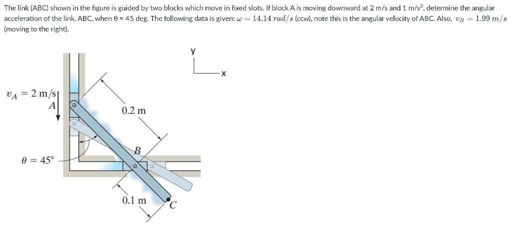 Solved The link (ABC) shown in the figure is guided by two | Chegg.com
