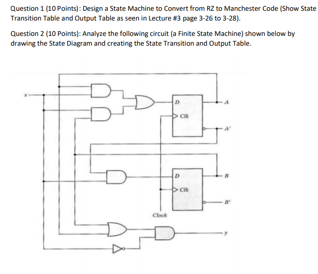 Question 1 (10 Points): Design a State Machine to | Chegg.com