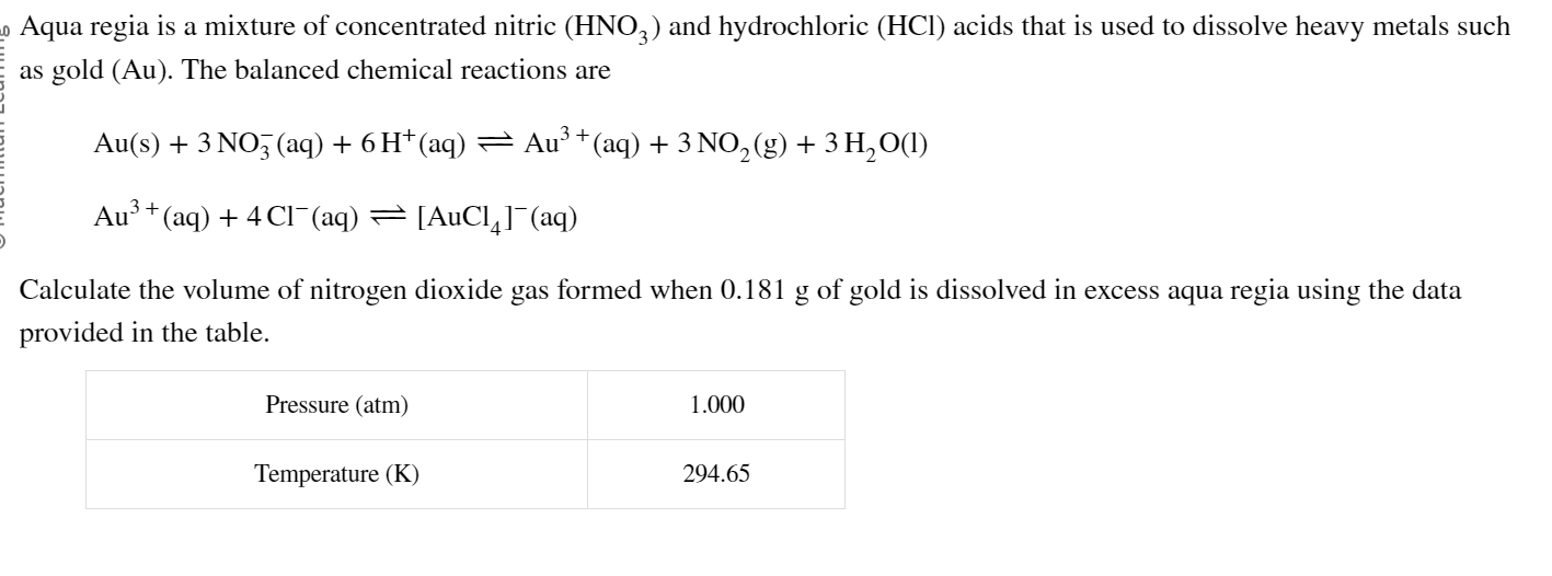 Solved Aqua regia is a mixture of concentrated nitric (HNO3)