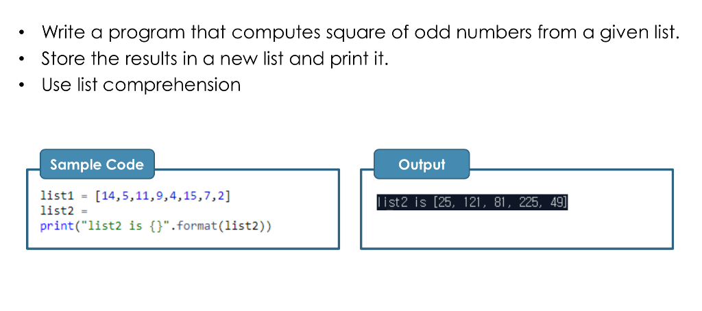 Solved Write a program that computes square of odd numbers | Chegg.com