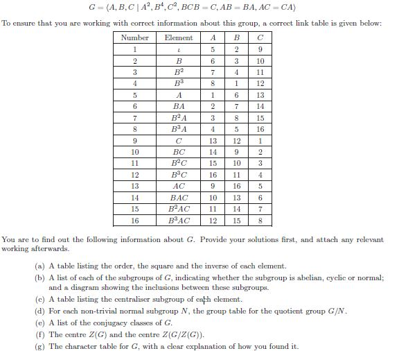 1 G=(A,B,C|A²,B4, C2, BCB = C, AB=BA, AC = CA) To ensure that you are working with correct information about this group, a co