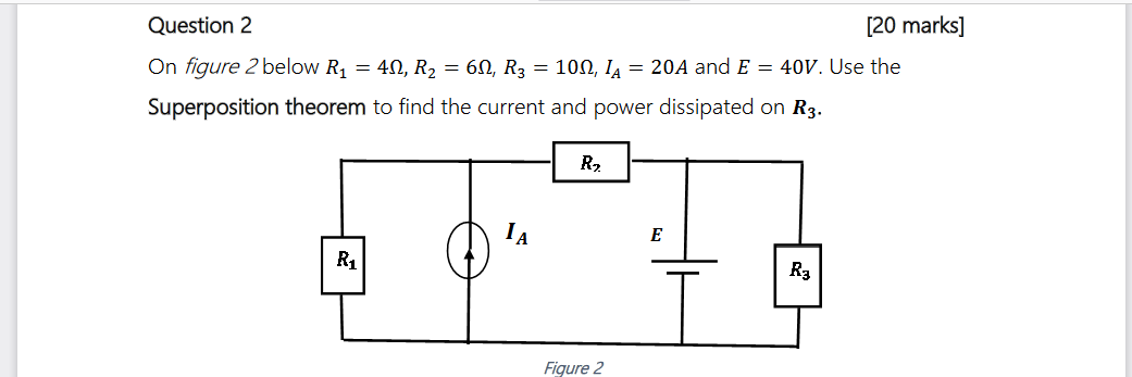 Solved On figure 2 below R1=4Ω,R2=6Ω,R3=10Ω,IA=20 A and E=40 | Chegg.com