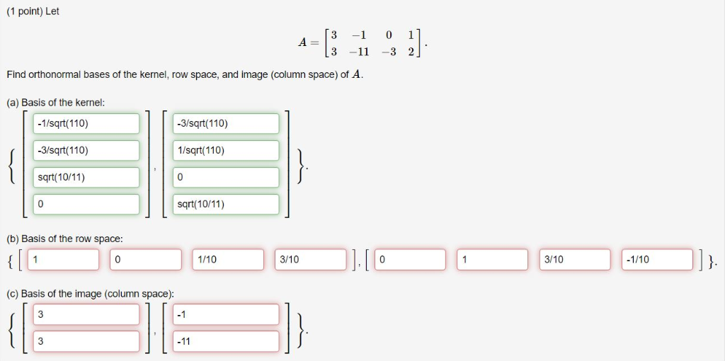 Solved 1 point Let 3 1 13 11 Find orthonormal bases of Chegg