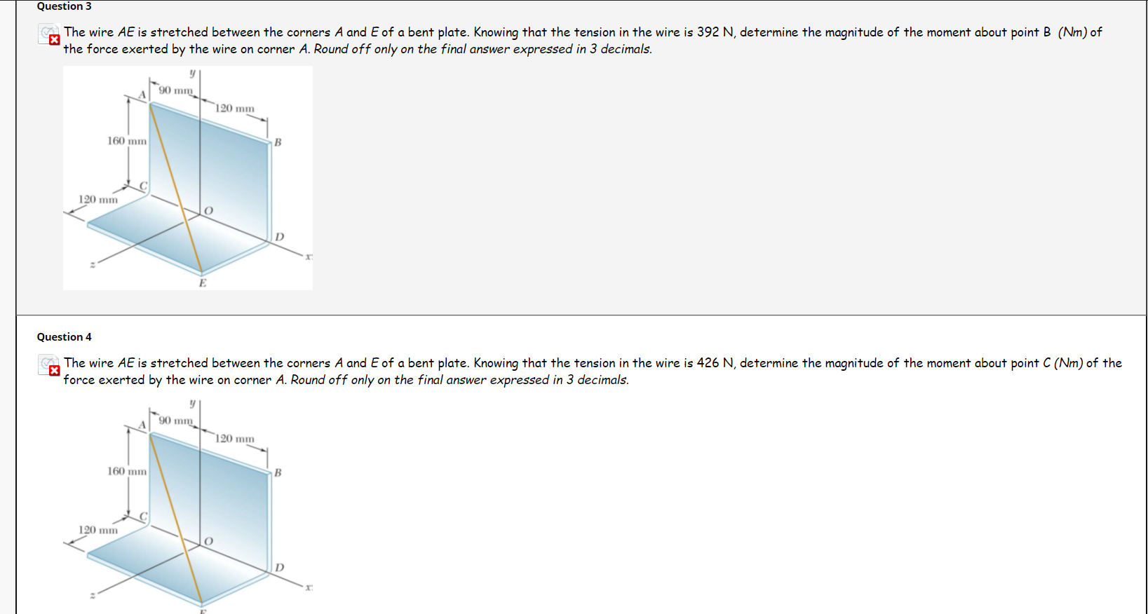 Solved Question 3 The Wire Ae Is Stretched Between The Co Chegg Com