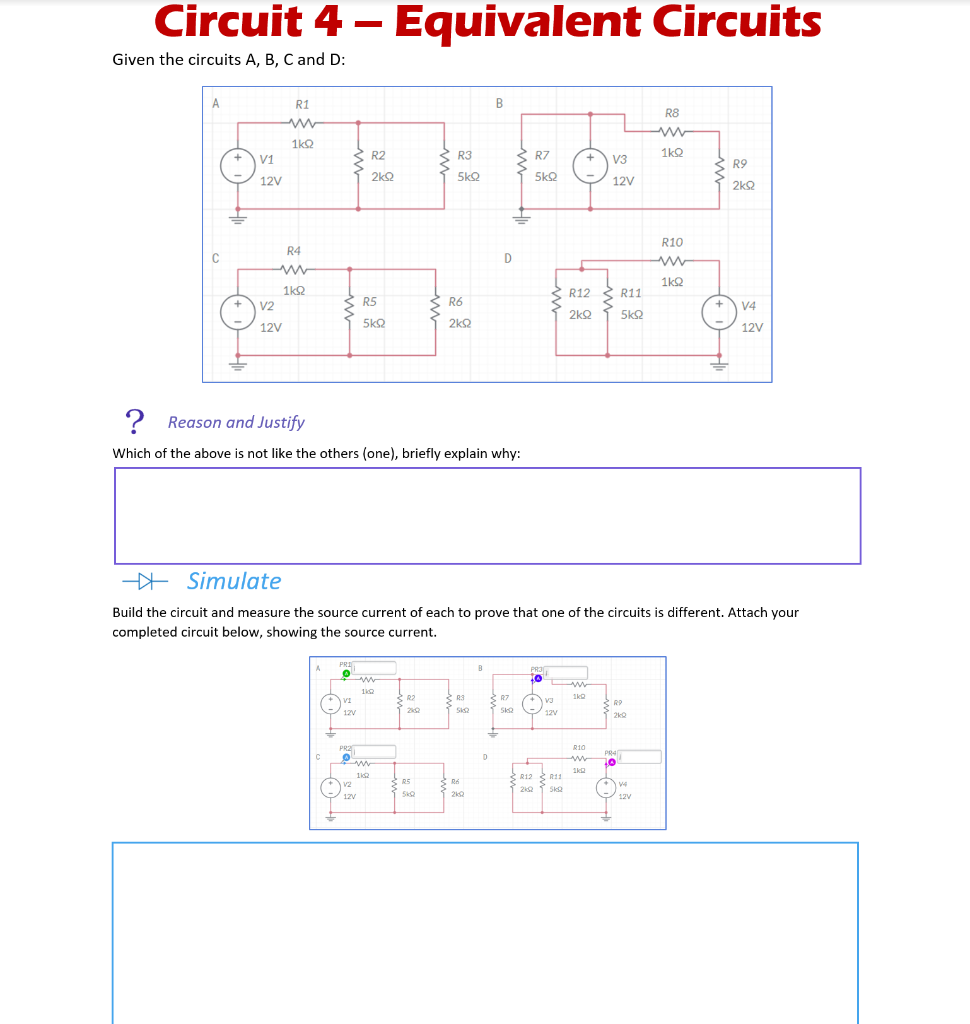 Solved Circuit 4 - Equivalent Circuits Given The Circuits A, | Chegg.com