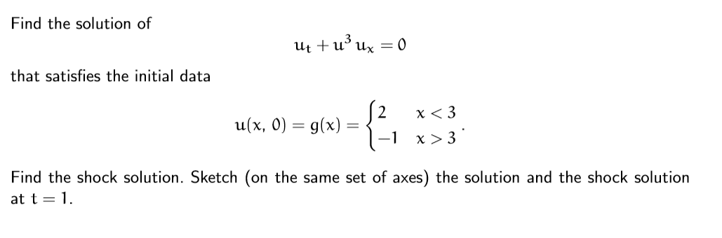 Solved Find the solution of ut + u’ux = 0 that satisfies the | Chegg.com