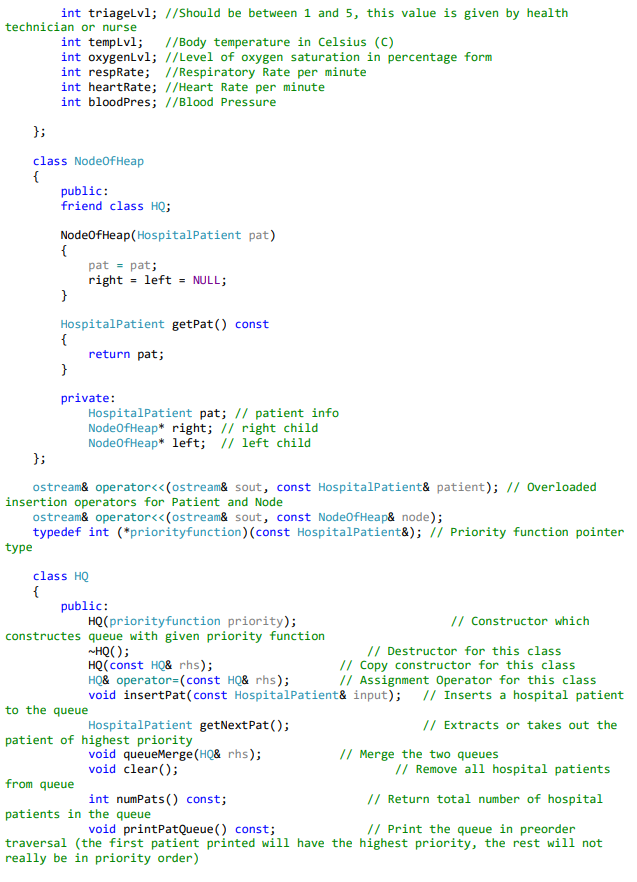 Hospital C++ Homework Instructions: Implement a queue | Chegg.com