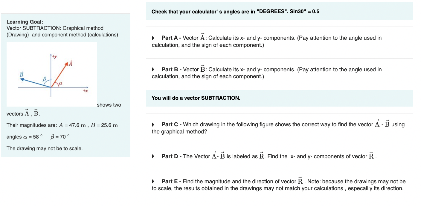 Vector subtraction deals calculator