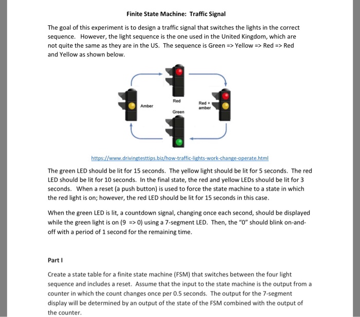 Finite State Machine Diagram With Traffic Lights With Walk B