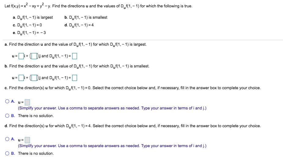 Solved Let F X Y X2 Xy Y2 Y Find The Directions U Chegg Com