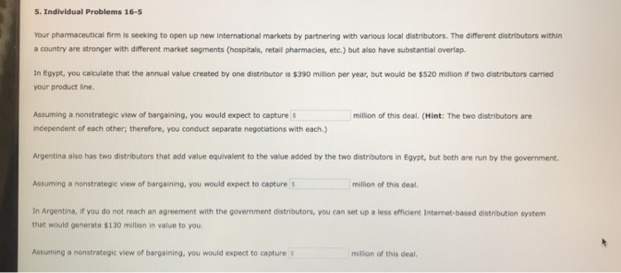 Solved 5. Individual Problems 16-5 Your pharmaceutical firm | Chegg.com