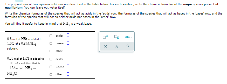 Solved The preparations of two aqueous solutions are | Chegg.com