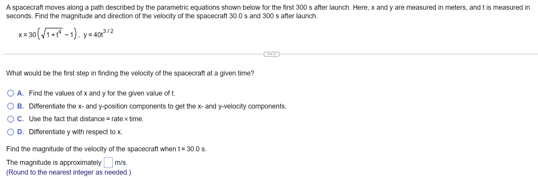 Solved A spacecraft moves along a path described by the | Chegg.com
