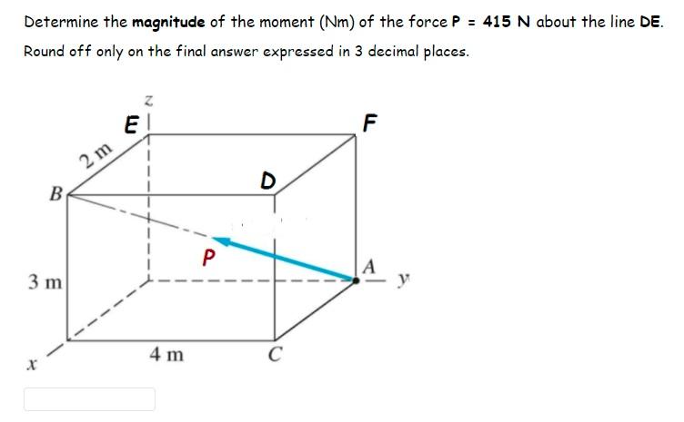 Solved Determine the magnitude of the moment (Nm) of the | Chegg.com