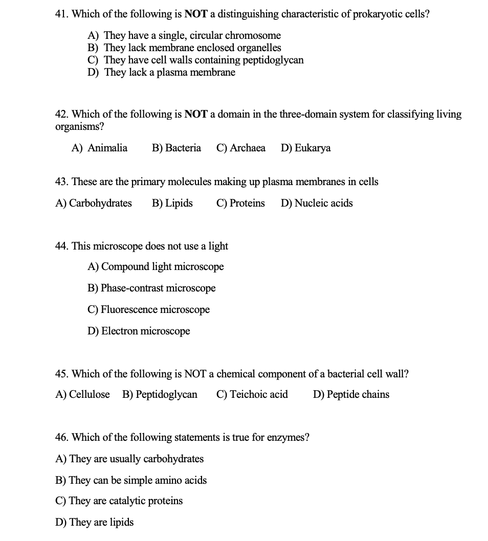 Solved 41. Which of the following is NOT a distinguishing