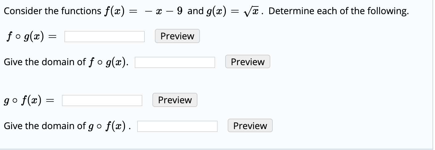 Solved Consider The Functions F X 2 9 And G X V Chegg Com