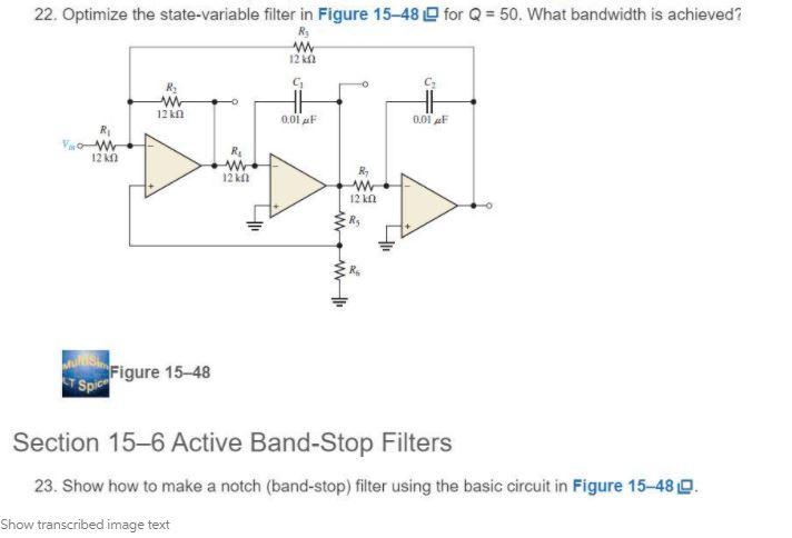 Solved 22. Optimize the state-variable filter in Figure | Chegg.com