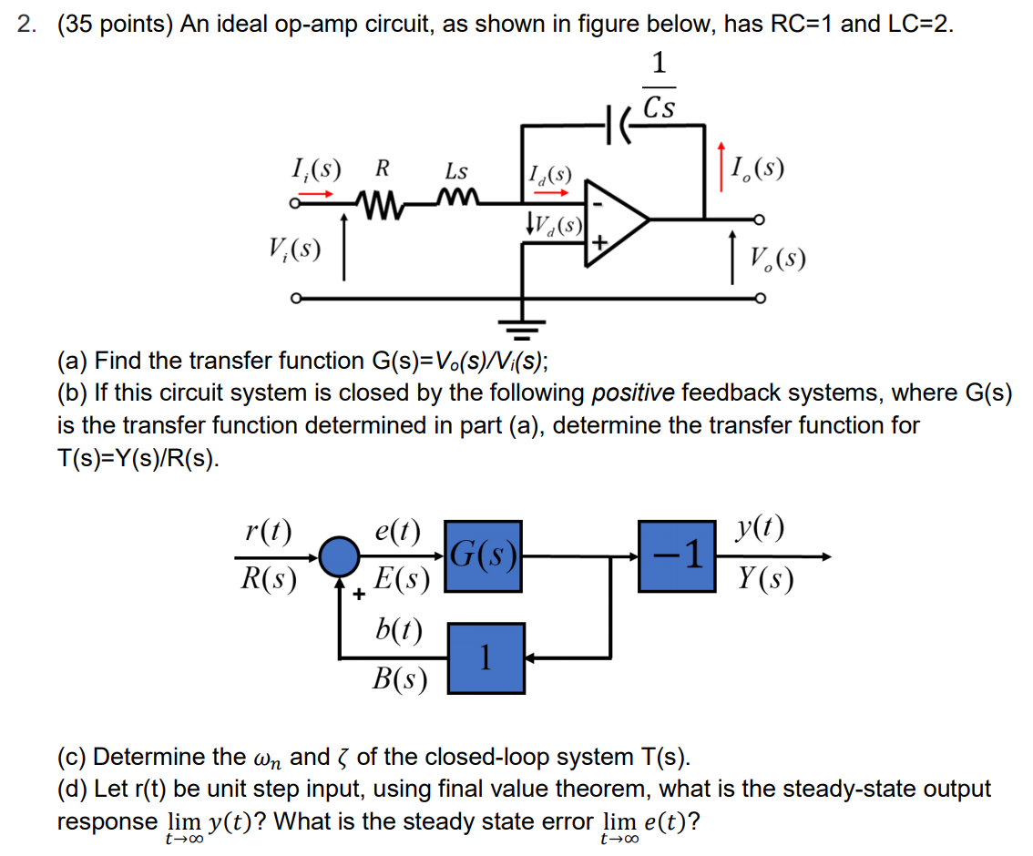 Solved 2 35 Points An Ideal Op Amp Circuit As Shown I Chegg Com