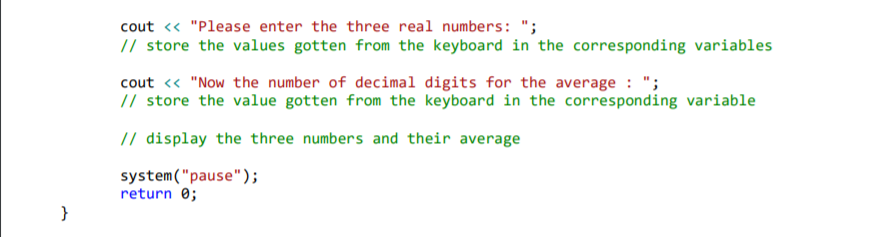 Solved 4) Write a function that receives three double | Chegg.com