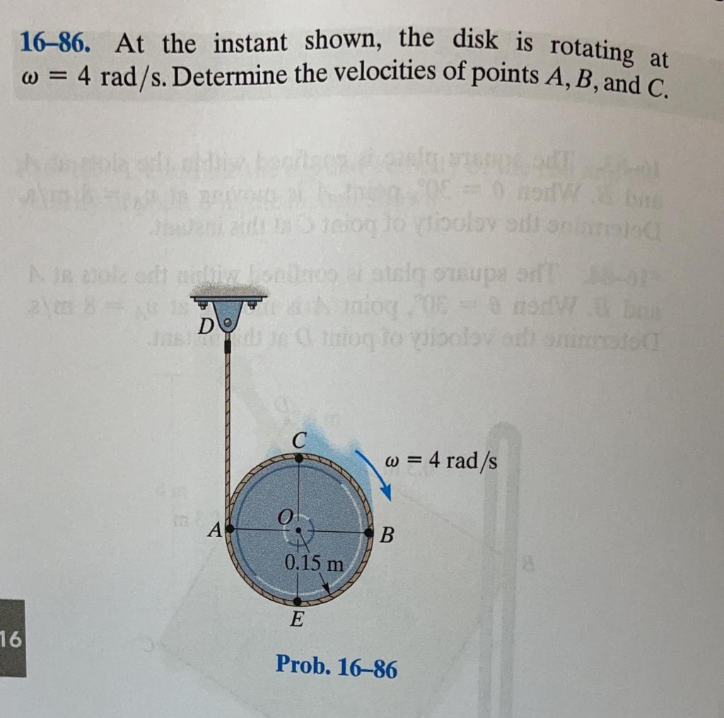 Solved 16–86. At The Instant Shown, The Disk Is Rotating At | Chegg.com