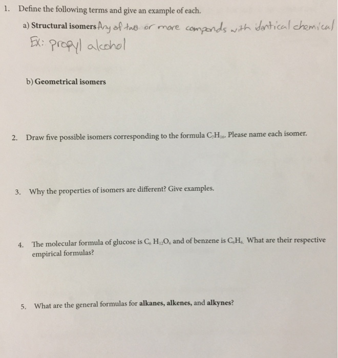Solved Define the following terms and give an example of | Chegg.com
