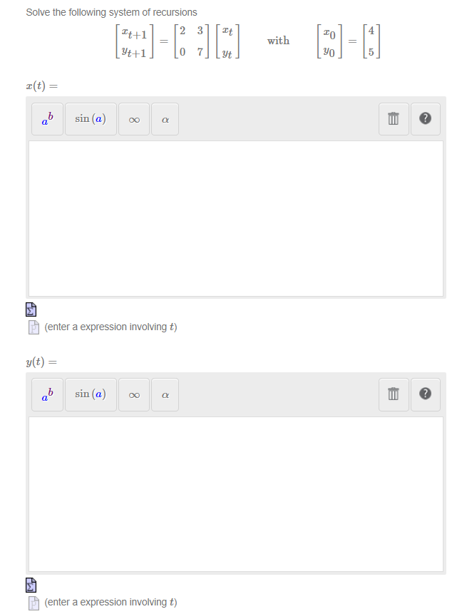 Solved Solve the following system of recursions | Chegg.com