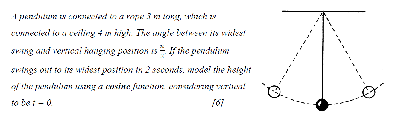 Solved 1 п 1 A pendulum is connected to a rope 3 m long, | Chegg.com