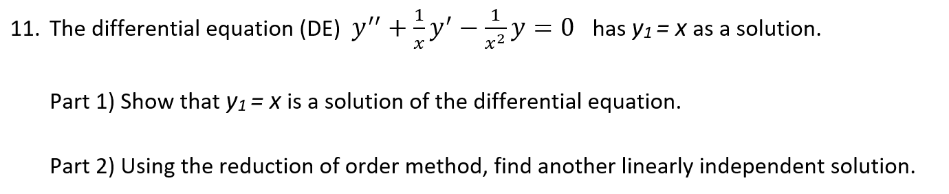 Solved 11. The differential equation (DE) y