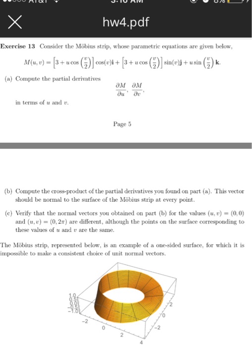 Solved hw4.pdf Exercise 13 Consider the Möbius strip, whose | Chegg.com