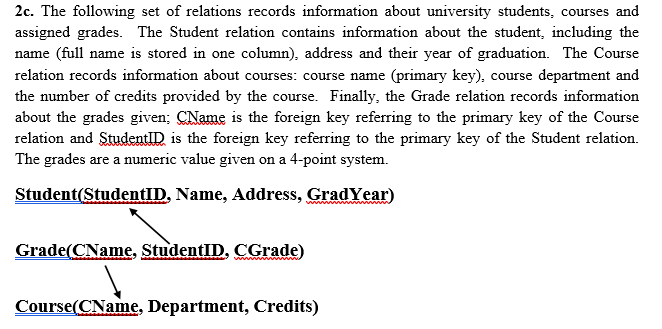2c. The following set of relations records | Chegg.com